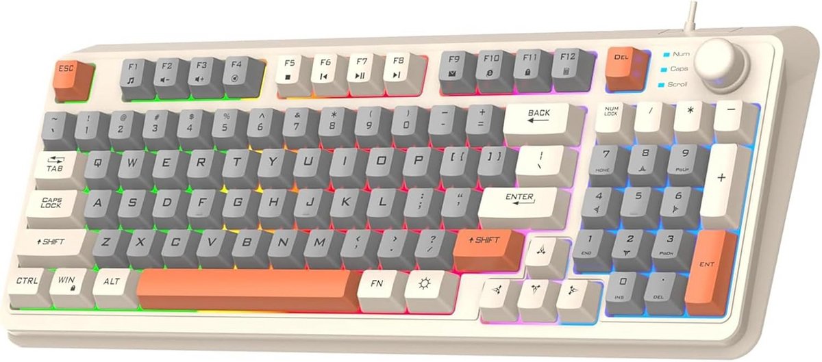 Bedraad Mechanisch Gaming Toetsenbord 94 Toetsen Met Lichteffecten en Multimediafuncties