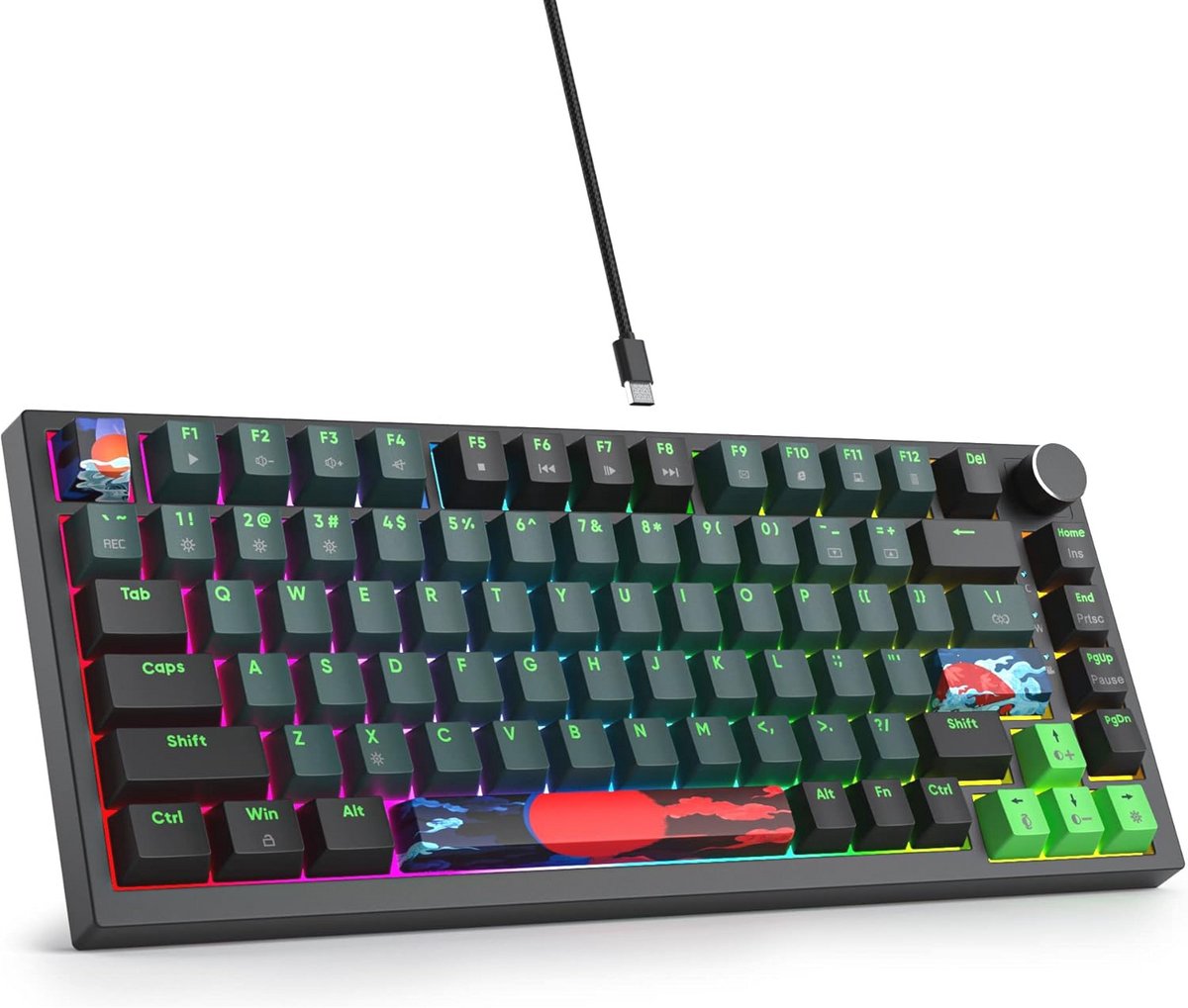 Mechanisch Gaming Toetsenbord RGB Verlichting TKL Hotswappable 82 Toetsen