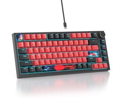 Gasket Mount Mechanisch Gaming Toetsenbord met Hot-Swap, RGB, 82 Toetsen en Draaiknop