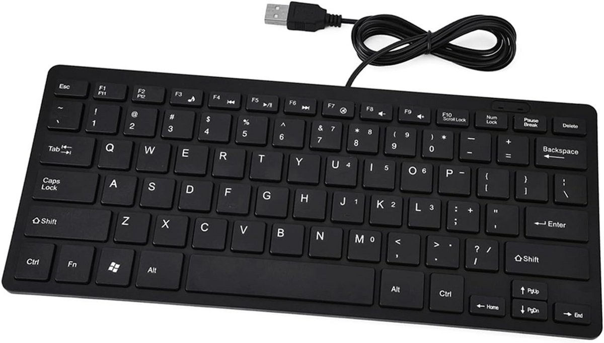Ultra-dunne Mini Toetsenbord - 78 Toetsen - USB - Zwart