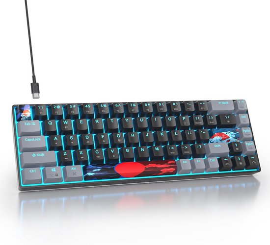 Compact 68-toets Mechanisch Gaming Toetsenbord Wit - Mini QWERTY USB met Rode Switches