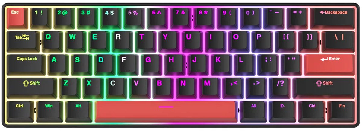 Furycube TS61 - Mechanisch Gaming Toetsenbord - 61 Toetsen - Hot-Swap - RGB Verlichting