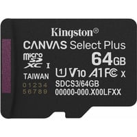 Kingston 64GB micSDXC Canvas Select Plus Gen3 100R A1 (Adaptador de SD no incluido),Tarjeta de memoria