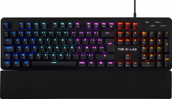 The G-Lab Keyz Illuminated Mechanisch FR Azerty Gaming Toetsenbord - Blue Switch - Wrist Rest