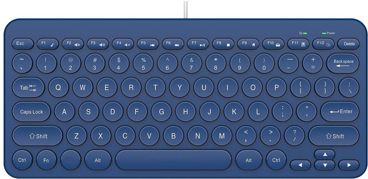 USB-desktop-/laptoptoetsenbord met bedrade, stille, ronde toetsen (blauw)