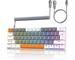 Compact 60% Mechanisch Gaming Toetsenbord met Coiled Kabel - RGB Verlicht QWERTY Voor PC/Mac