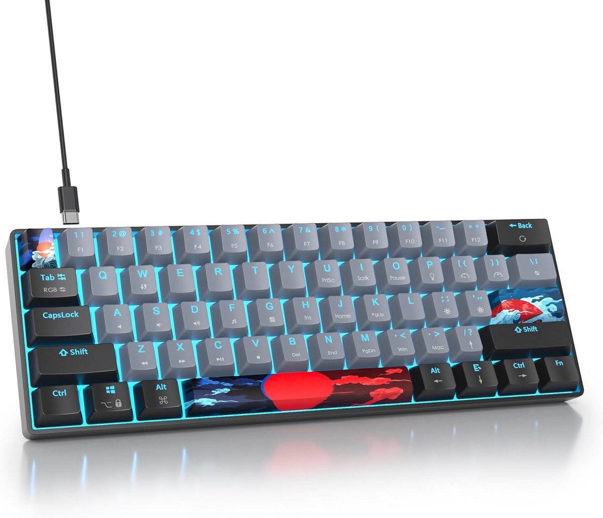 60% Mechanisch Toetsenbord Bedraad met RGB Verlichting Minimalistisch Wit QWERTY