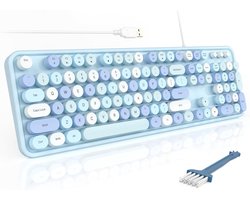 Bedraad Toetsenbord Blauw Stijlvol Ergonomisch Ontwerp