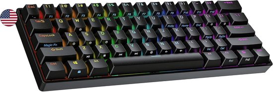 60% Mechanisch Gaming Toetsenbord 61 Toetsen Hot Swappable RGB voor PC/Mac QWERTY