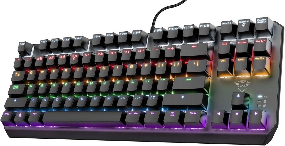 Compact Mechanisch Gaming Toetsenbord TKL met Instelbare Regendboog Verlichting