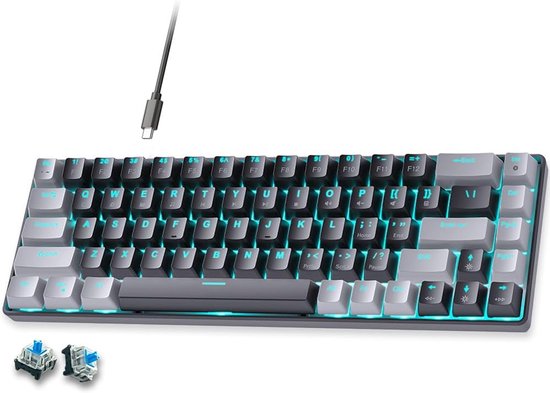 60% Mechanisch Gaming Toetsenbord met Blauwe Schakelaars en Verlichte Toetsen