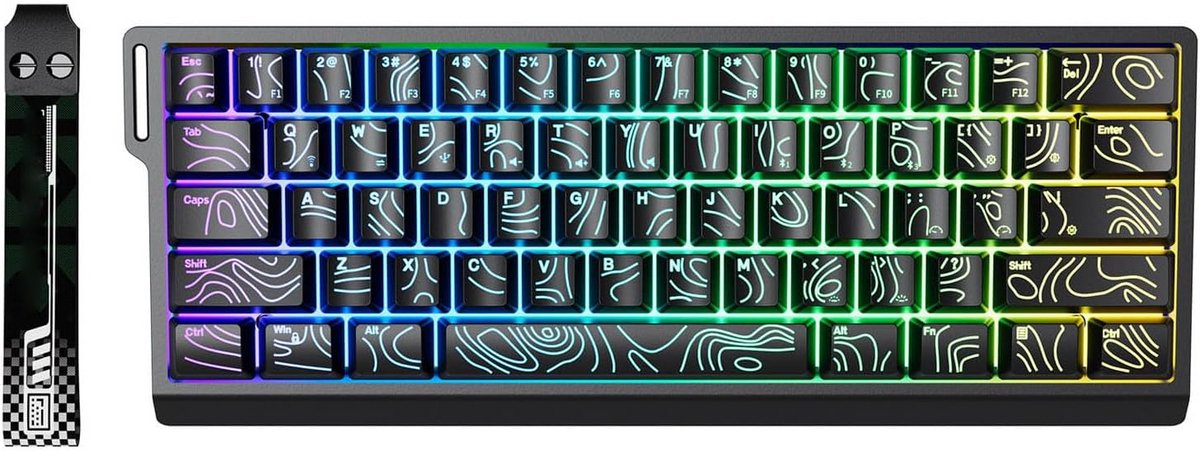 Draadloos 61 Toetsen Gaming Toetsenbord 60% Compact RGB USB Bluetooth