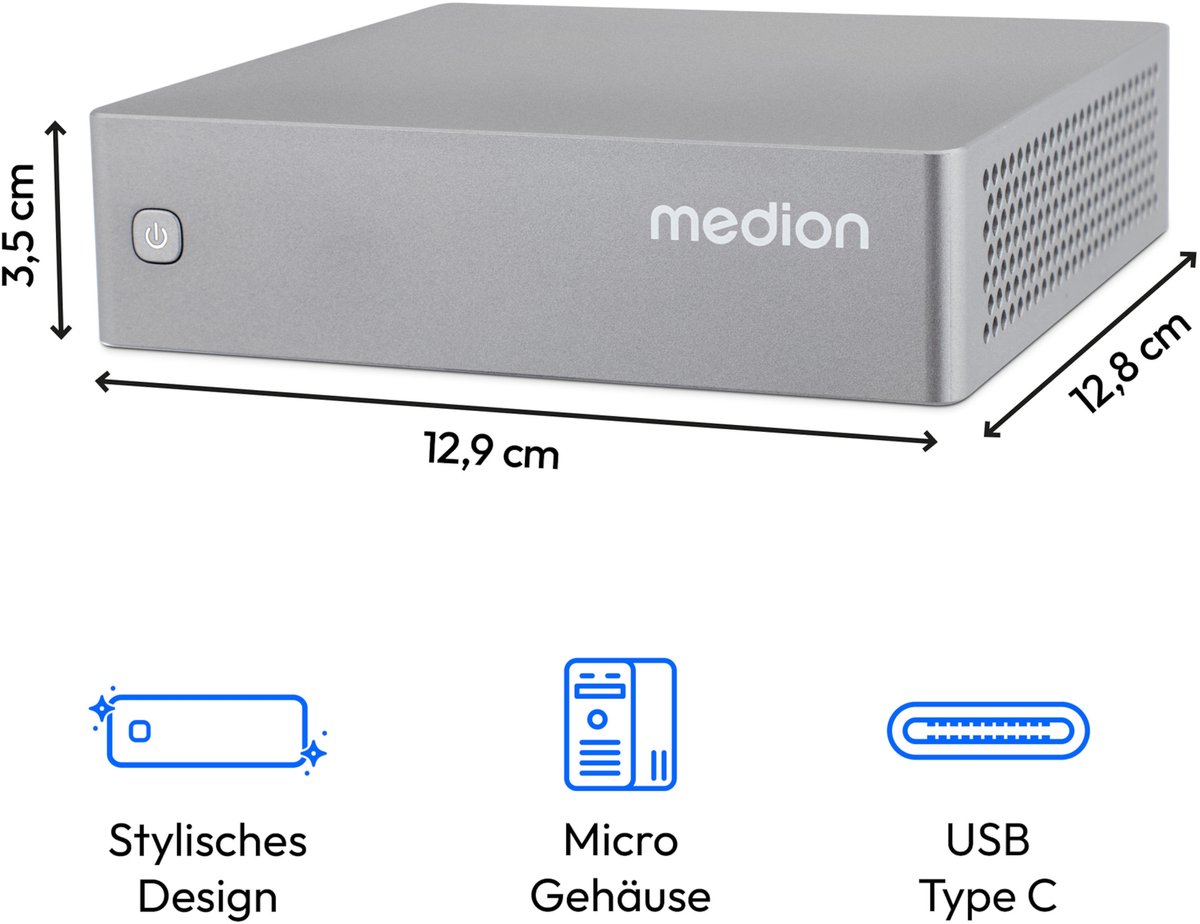 Medion S06 - Mini-pc - Intel® Core™ i3-1315U processor - Windows 11 - 512 GB SSD - 8 GB RAM