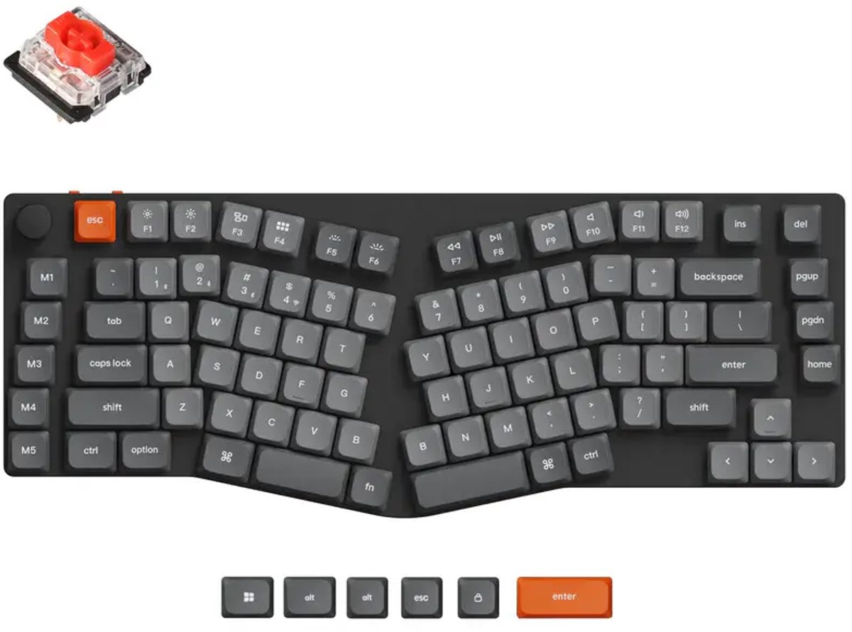 Keychron K15 Max Ergonomisch toetsenbord red switch