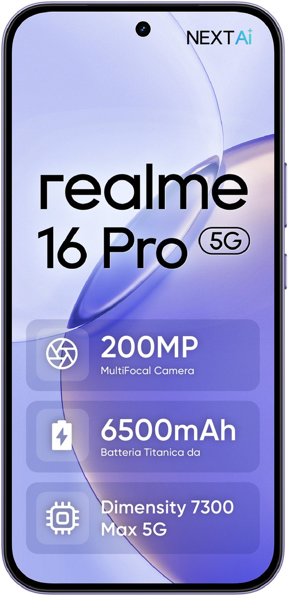 realme 16 Pro - Paars - 8 GB 512GB - 6500 mAh - 17,3 cm (6.8") Dual SIM 5G