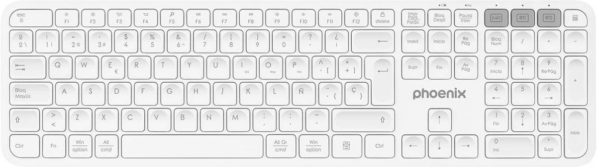 Draadloos Qwerty Toetsenbord Wit met Bluetooth en 2.4 GHz Connectiviteit