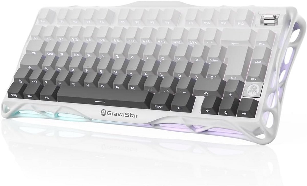 Mechanisch Gaming Toetsenbord QWERTZ 75% Compact Draadloos & Bedraad Wit Grijs