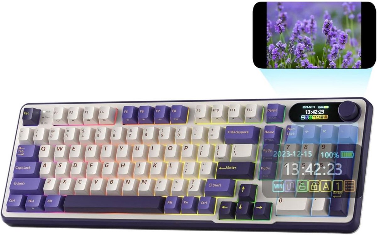 CLVP® Mechanical Keyboard - Mechanisch Toetsenbord Gaming - Wit en Paars