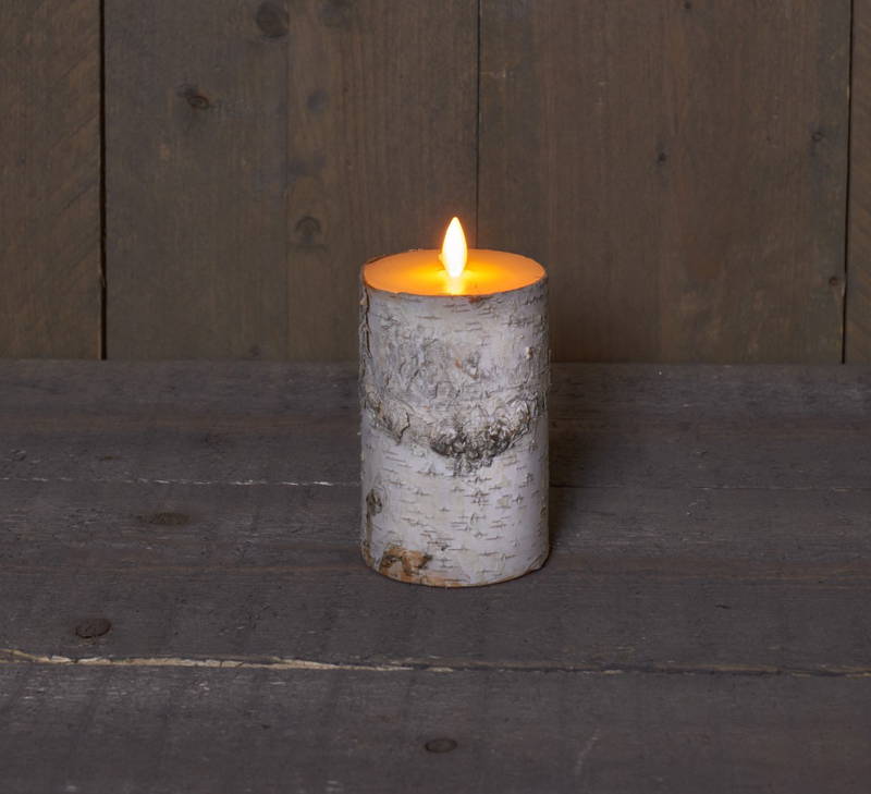 Anna's Collection Kaars berk wit bewegende vlam 7,5x12,5 cm b.o. - Annas collection