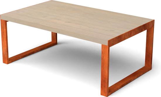 Geroba Livinu tafel cortenstaal met hout 1500x1500x290 mm - - Bruin