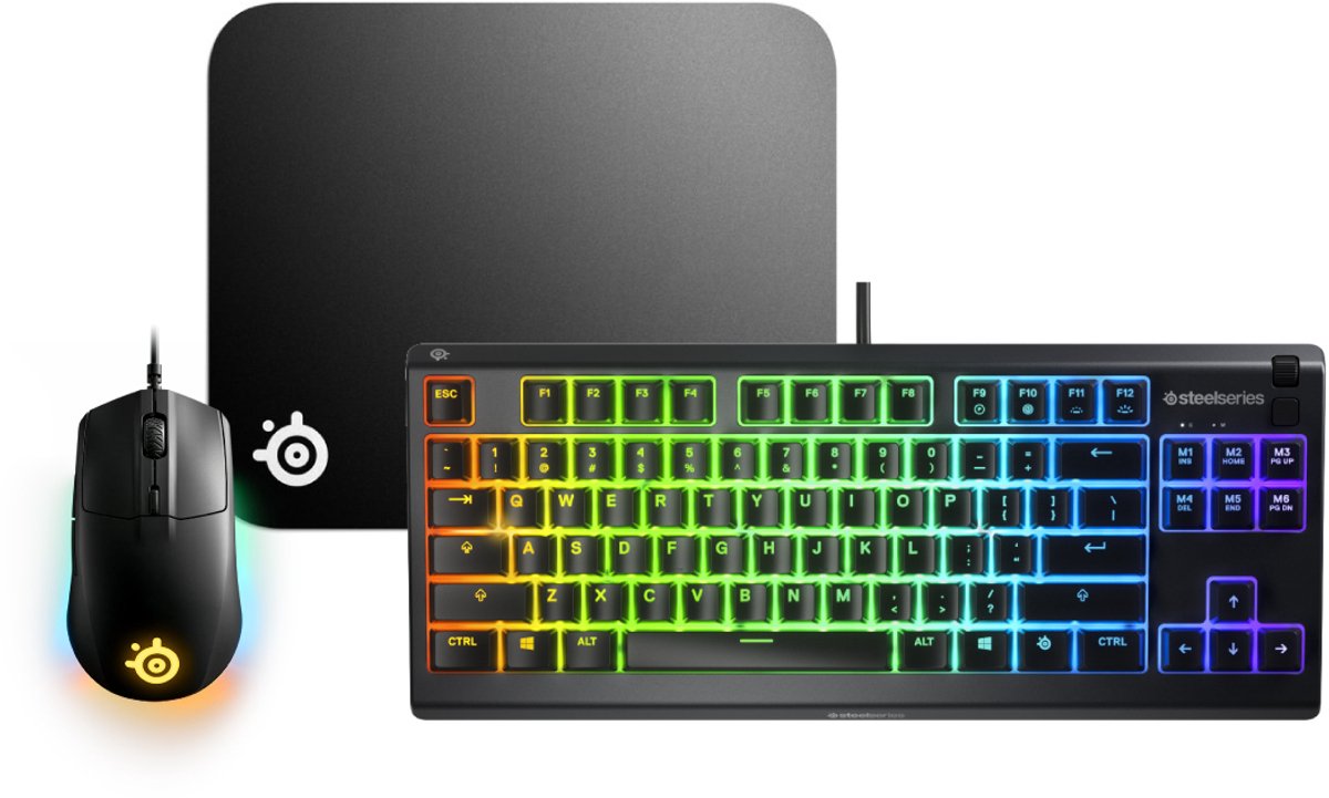 SteelSeries Gaming Bundel – Apex 3 TKL Gaming Toetsenbord + Rival 3 Gaming Muis + QcK Mini Muismat