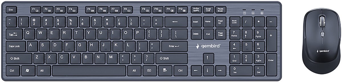 Gembird KBS-WCH-04 Draadloze desktop set,, US-layout - Zwart