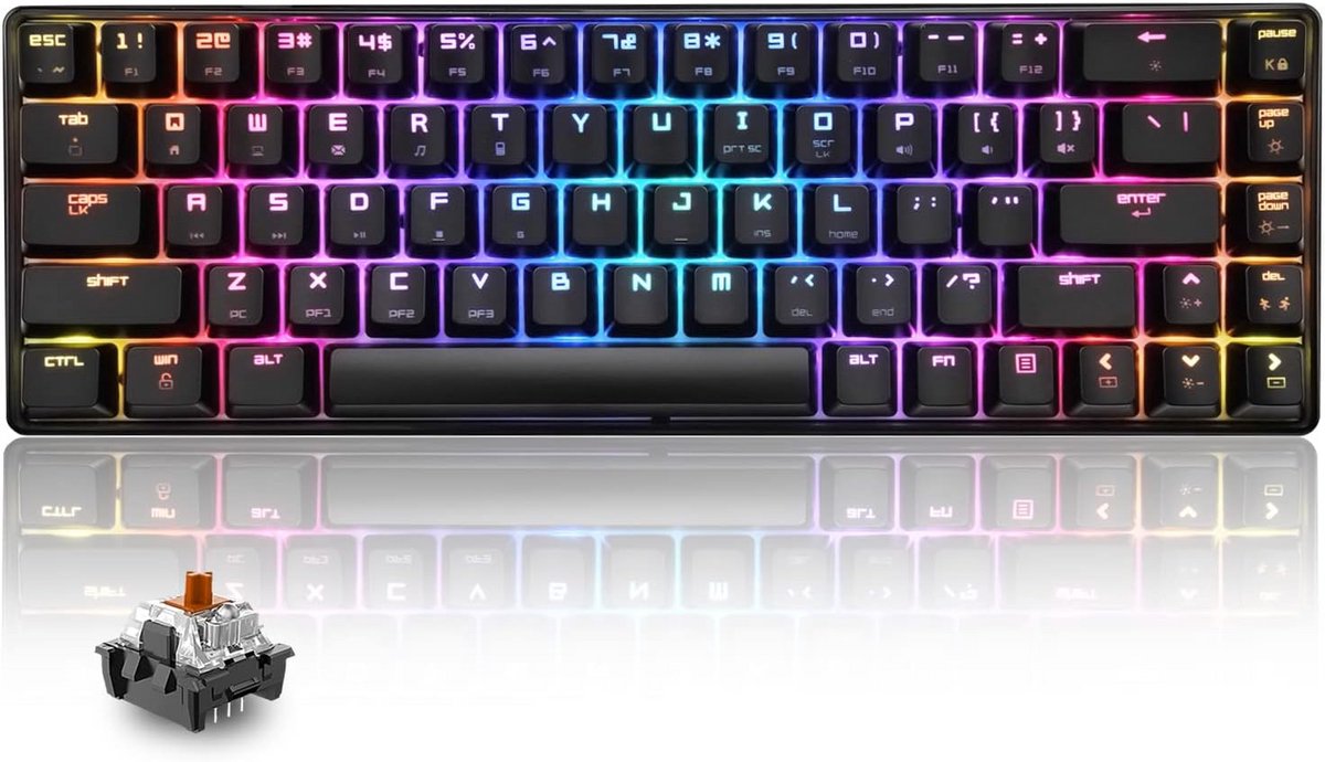 Compact Mechanisch Gamingtoetsenbord met RGB Achtergrondverlichting 60% Layout - 68 Toetsen QWERTY