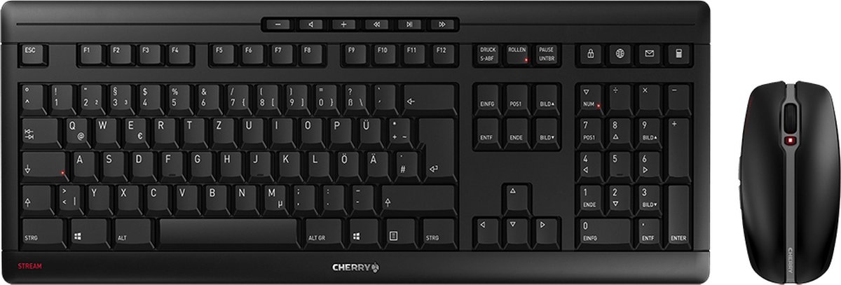 CHERRY Stream Desktop toetsenbord Inclusief muis RF Draadloos QWERTZ Duits Zwart
