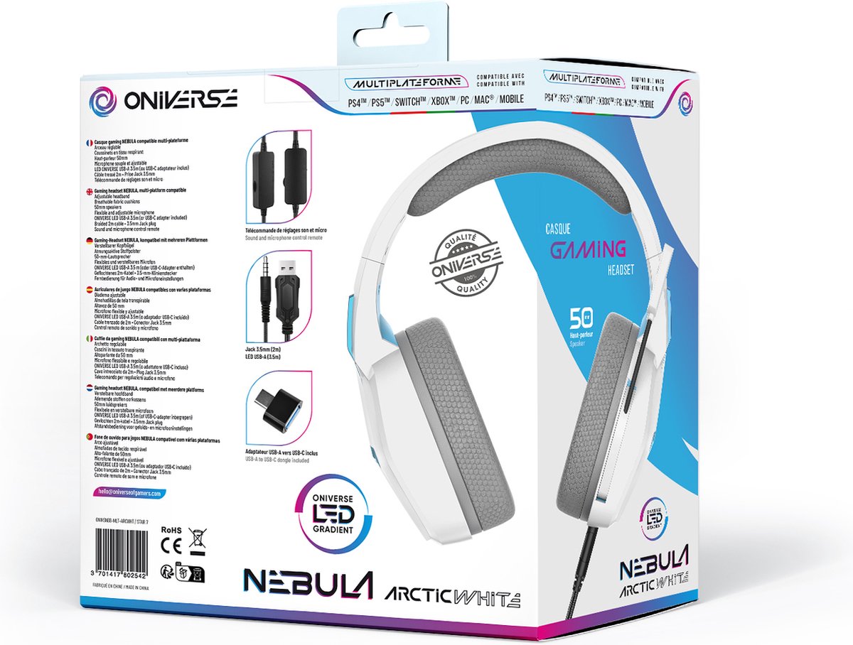 ONIVERSE - Gaming Headset Nebula Arctic White - PS5 / PS4 / Switch / Xbox One / Xbox Series / PC