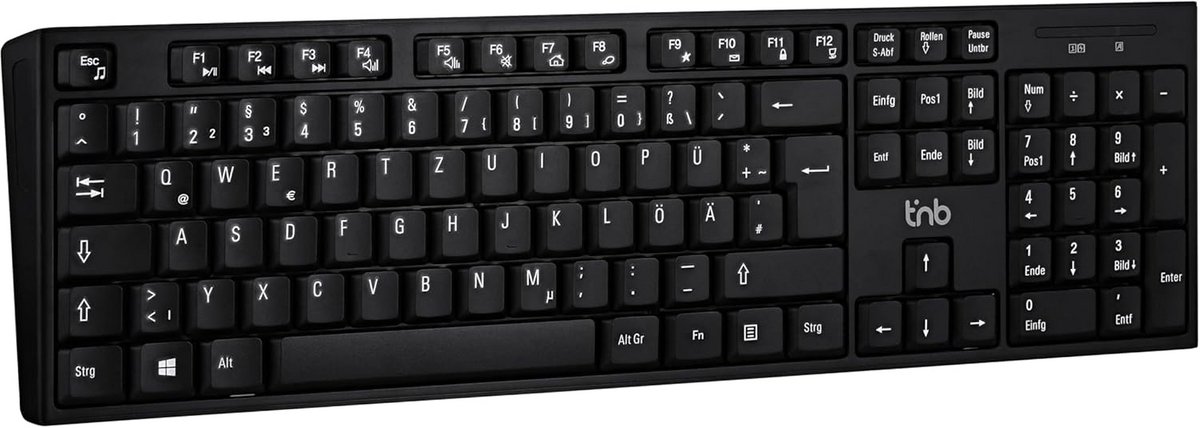 Draadloos Toetsenbord voor Windows/Linux - 2.4GHz, Duits QWERTZ Indeling, Stille Toetsen - Zwart