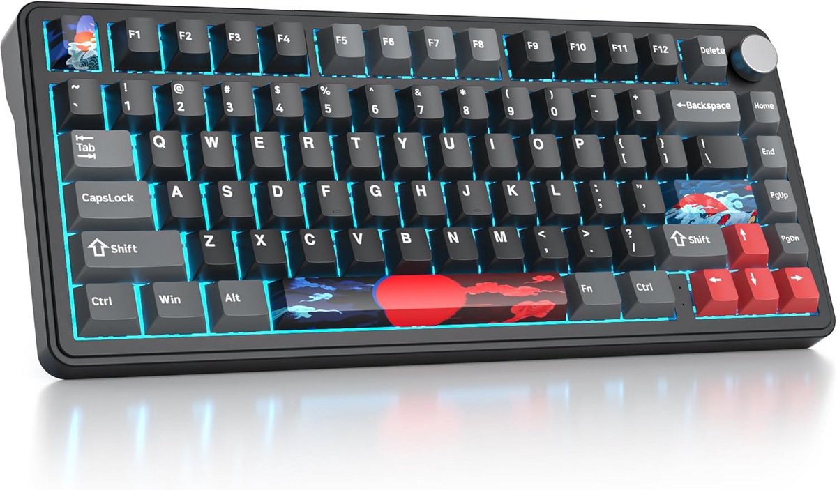 Draadloos Mechanisch Gamingtoetsenbord 75% QWERTY met RGB Verlichting en Drievoudige Verbinding