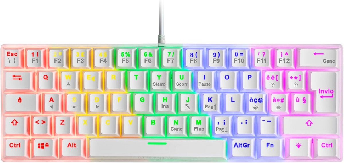 Mechanisch Gaming Toetsenbord 60% Compact - Brown Switches - FRGB Verlichting - Anti-Ghosting