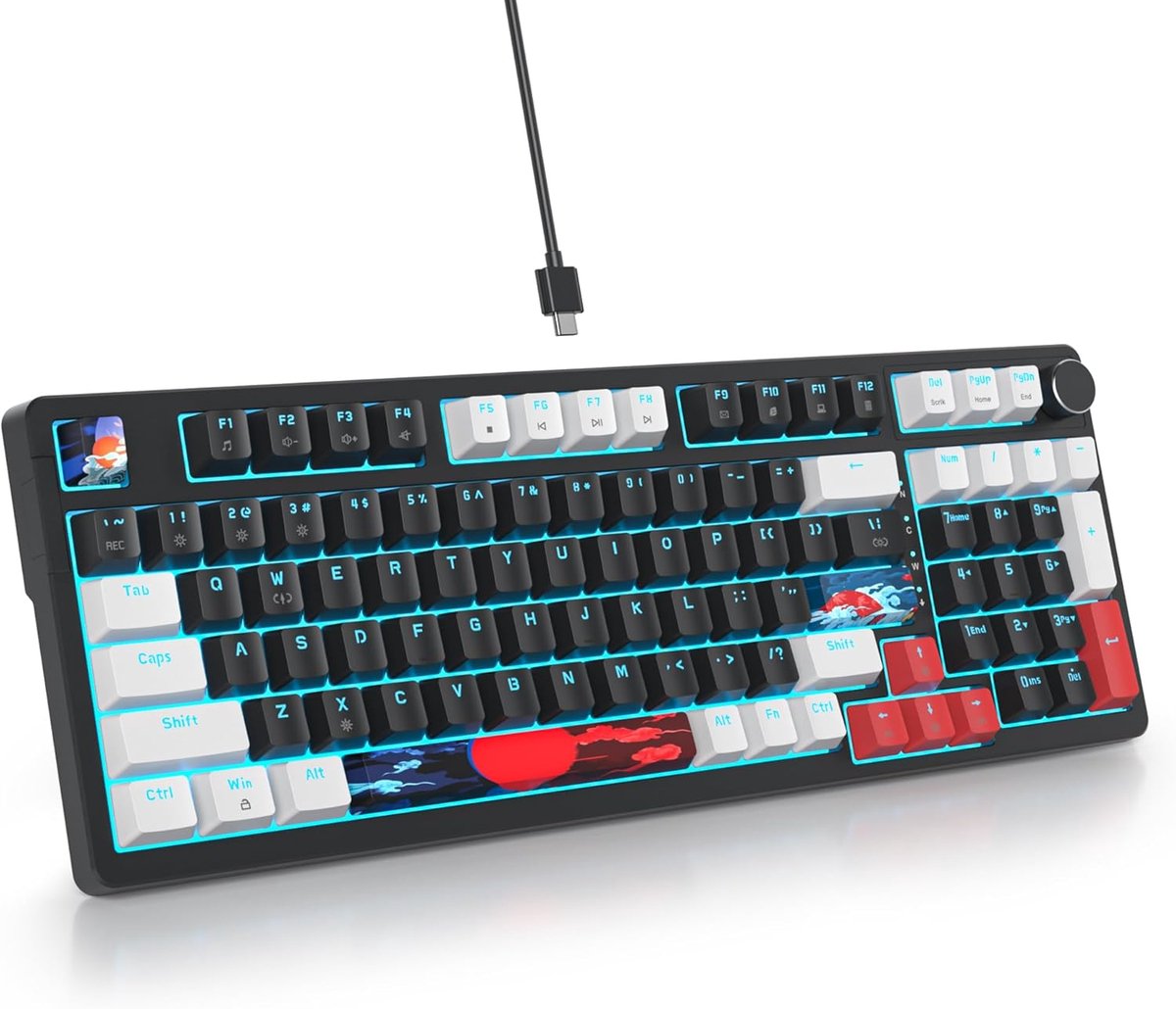 Compact Mechanisch Gasket Toetsenbord 98 Toetsen met RGB, Hot-swappable en Draaiknop