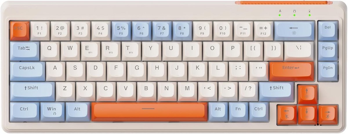Compact 65% Draadloos Mechanisch Gaming Toetsenbord met Meerkleurige Verlichting en QWERTY Indeling