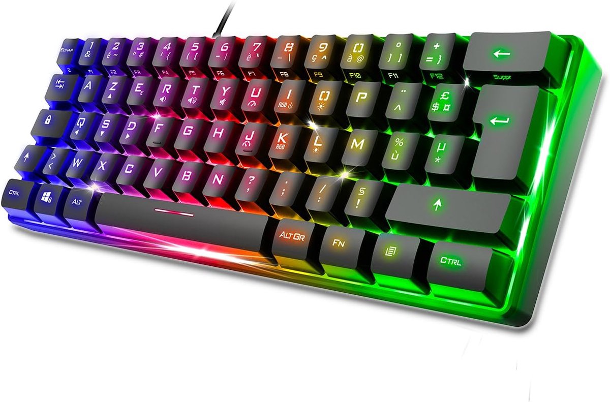 Compact TKL Gaming Toetsenbord | 60% Halfmechanisch met RGB-Backlight en Anti-Ghosting