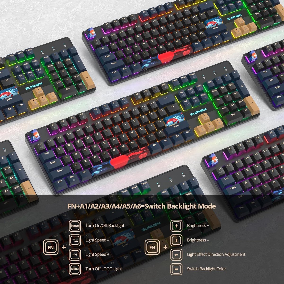 Mechanisch Gaming Toetsenbord met RGB Achtergrondverlichting en QWERTY Lay-out