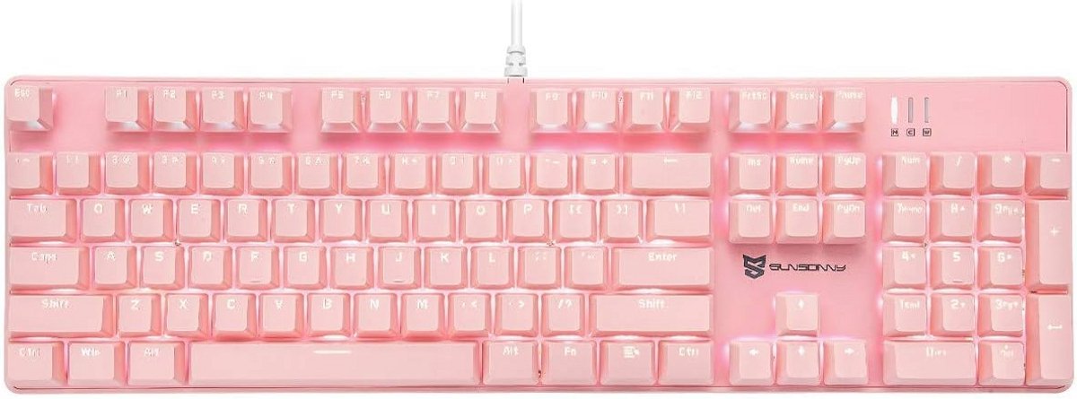 Mechanisch Gaming Toetsenbord 104 Toetsen Wit Verlicht US Layout met Blauwe Switches Verwisselbaar