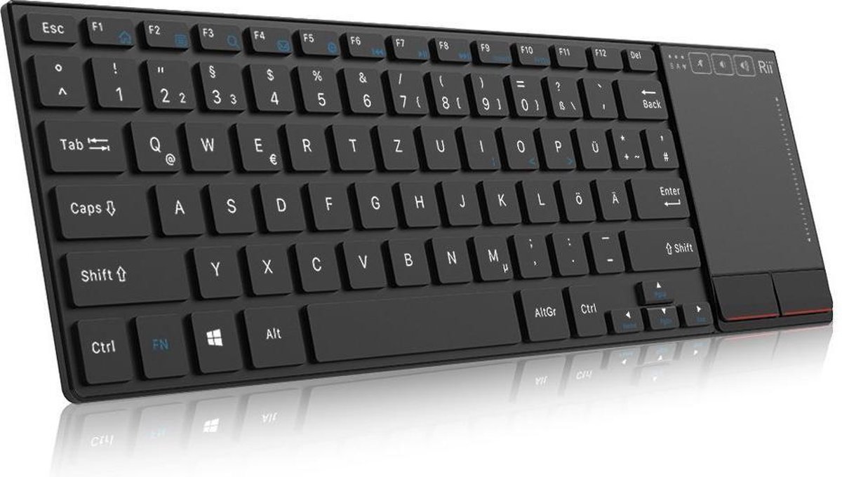 Rii mini K22 comfortabel slim-size keyboard met functietoetsen en touchpad