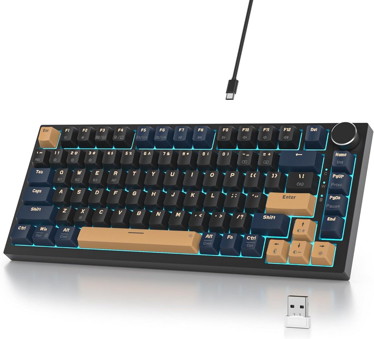 Draadloos Mechanisch Toetsenbord 75% Gasket Mount RGB Hot-Swap QWERTY Gaming