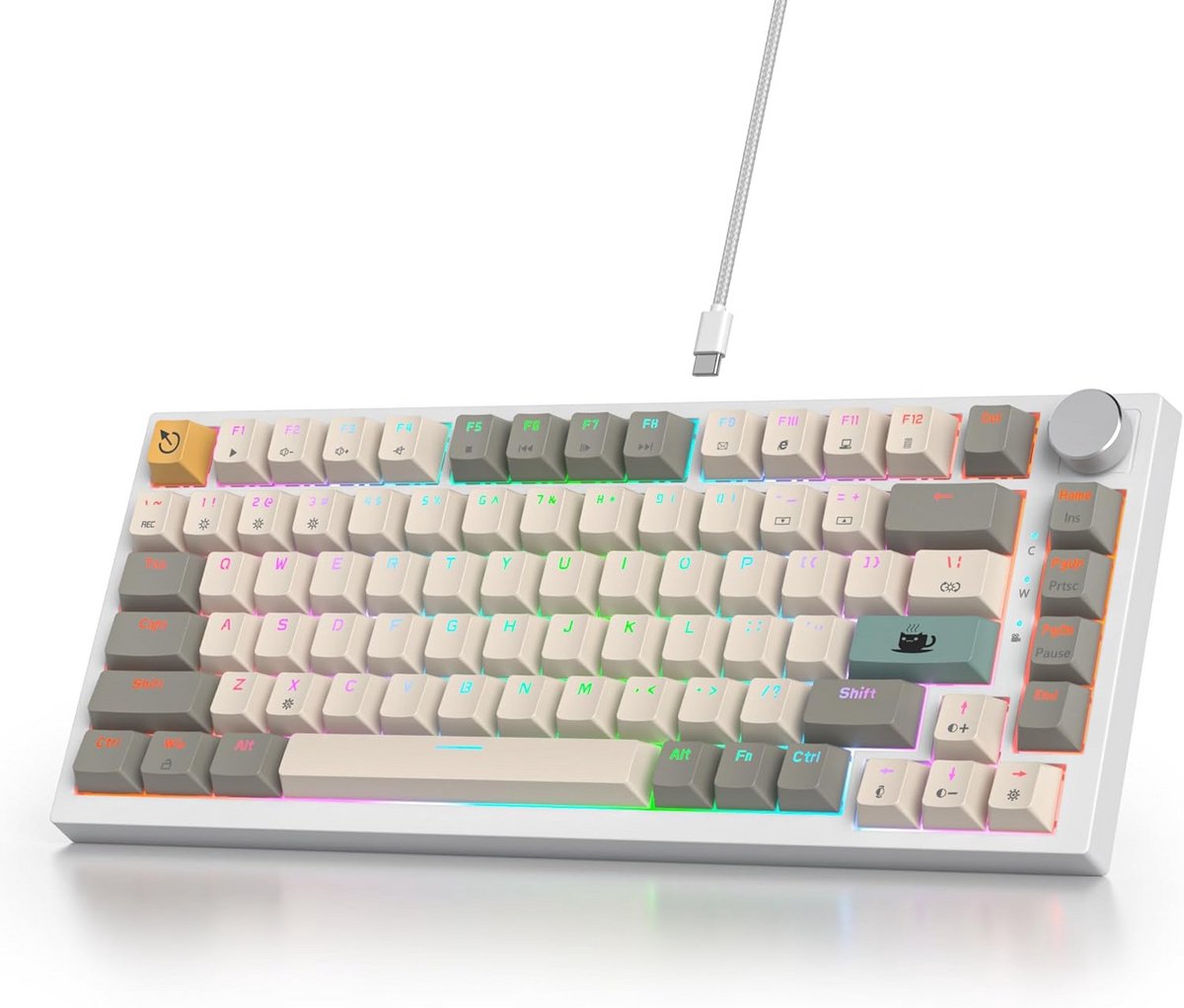 Compact Mechanisch Gasket Gamingtoetsenbord met RGB Achtergrondverlichting - 75% Hot-swappable