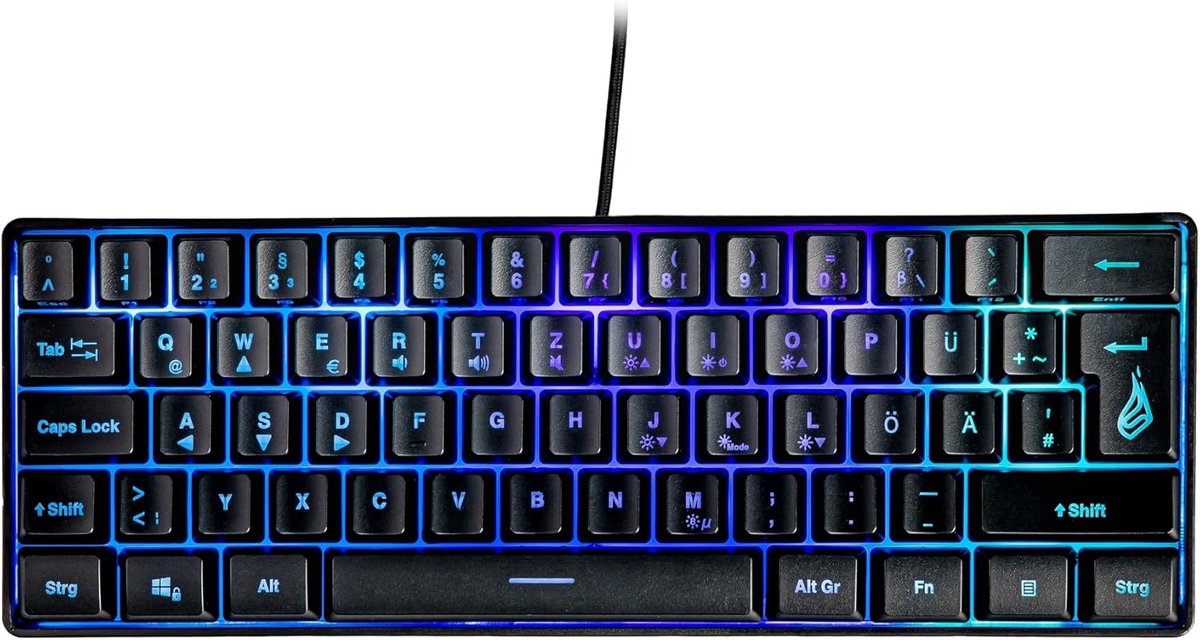 Compact 60% Gaming Toetsenbord QWERTZ Duits met RGB Verlichting en 25 Anti-Ghosting Toetsen