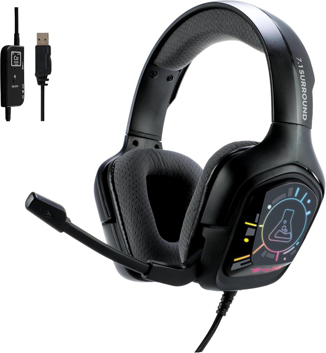 Gaming Headset 7.1 Surround Sound voor PS5, PS4 en PC met USB, RGB en Microfoon