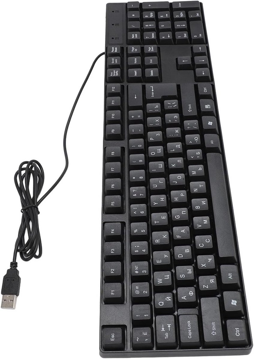 Bekabeld USB Toetsenbord met 104 Toetsen Ergonomisch Ontwerp voor Kantoor en Gaming