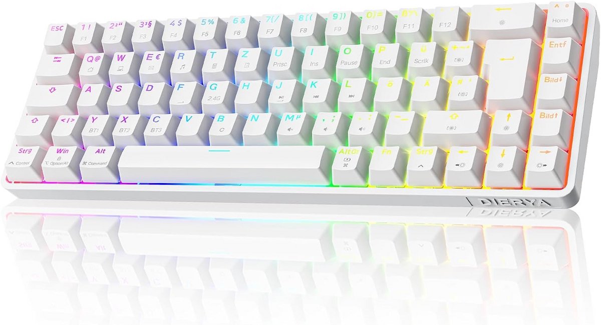Compact Mechanisch Gaming Toetsenbord met Draadloze Connectiviteit en RGB Verlichting