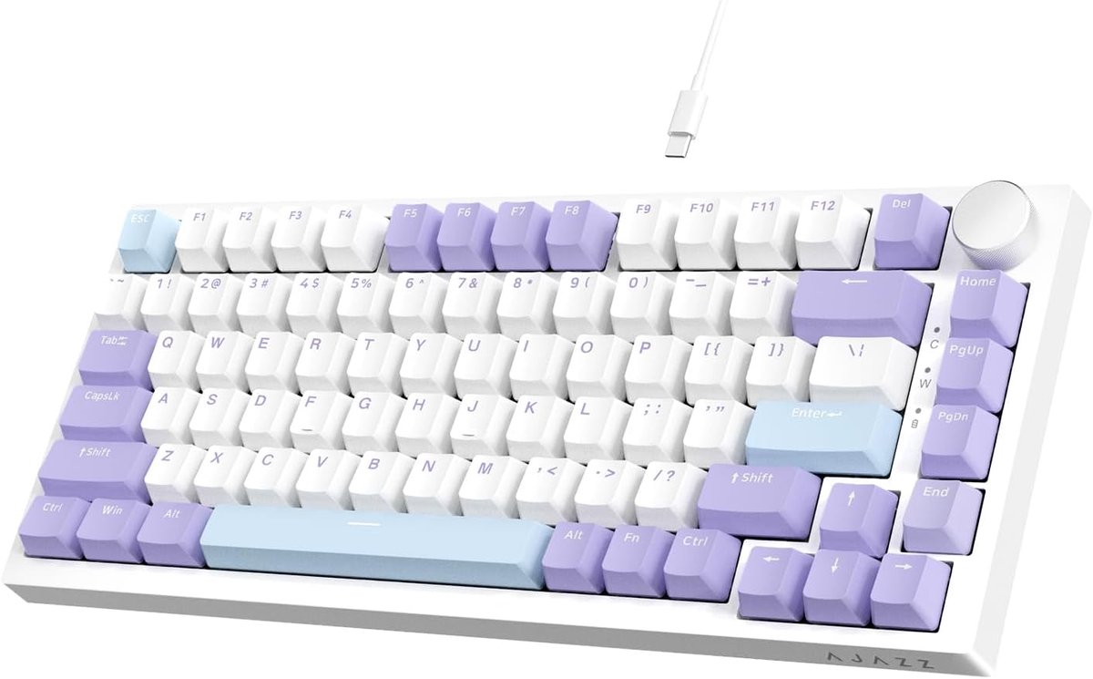 Mechanisch Gaming Toetsenbord met RGB Verlichting - 75% TKL Ontwerp, Hot-Swap en PBT Toetsdoppen