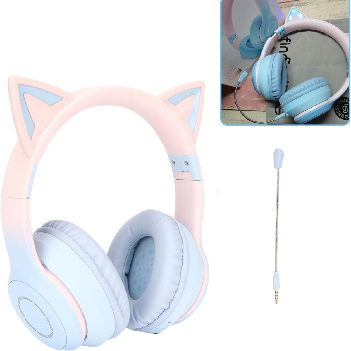 White-Label® Game Headset - Koptelefoon Gaming - Met Microfoon - Blauw en Roze