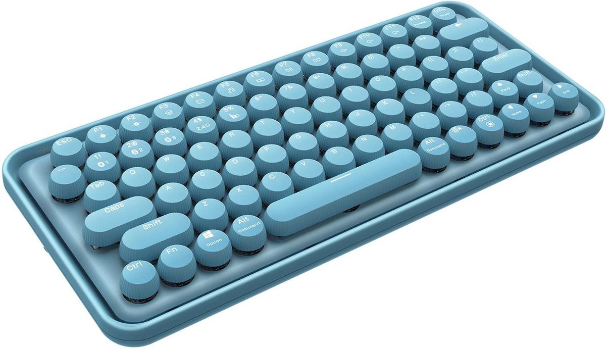 Draadloos en Bedraad QWERTY Toetsenbord USB Bluetooth | Duits Layout Blauw
