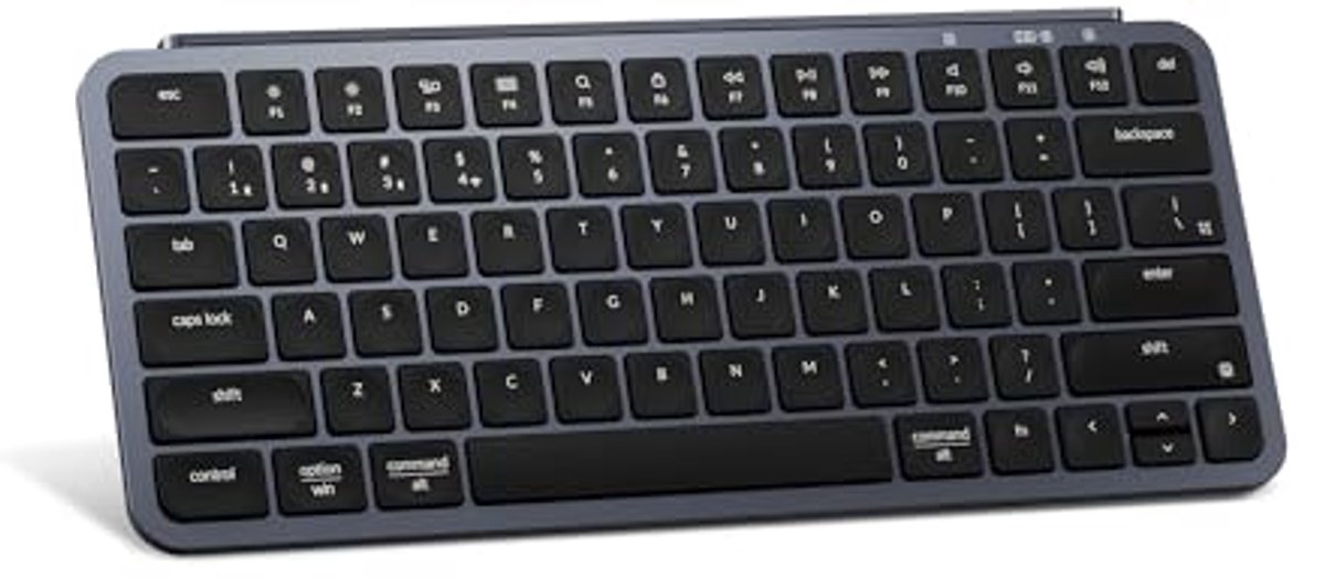 Ultraslank Draadloos Toetsenbord met 2.4 GHz en Bluetooth voor Mac, Windows en Linux - Grijs