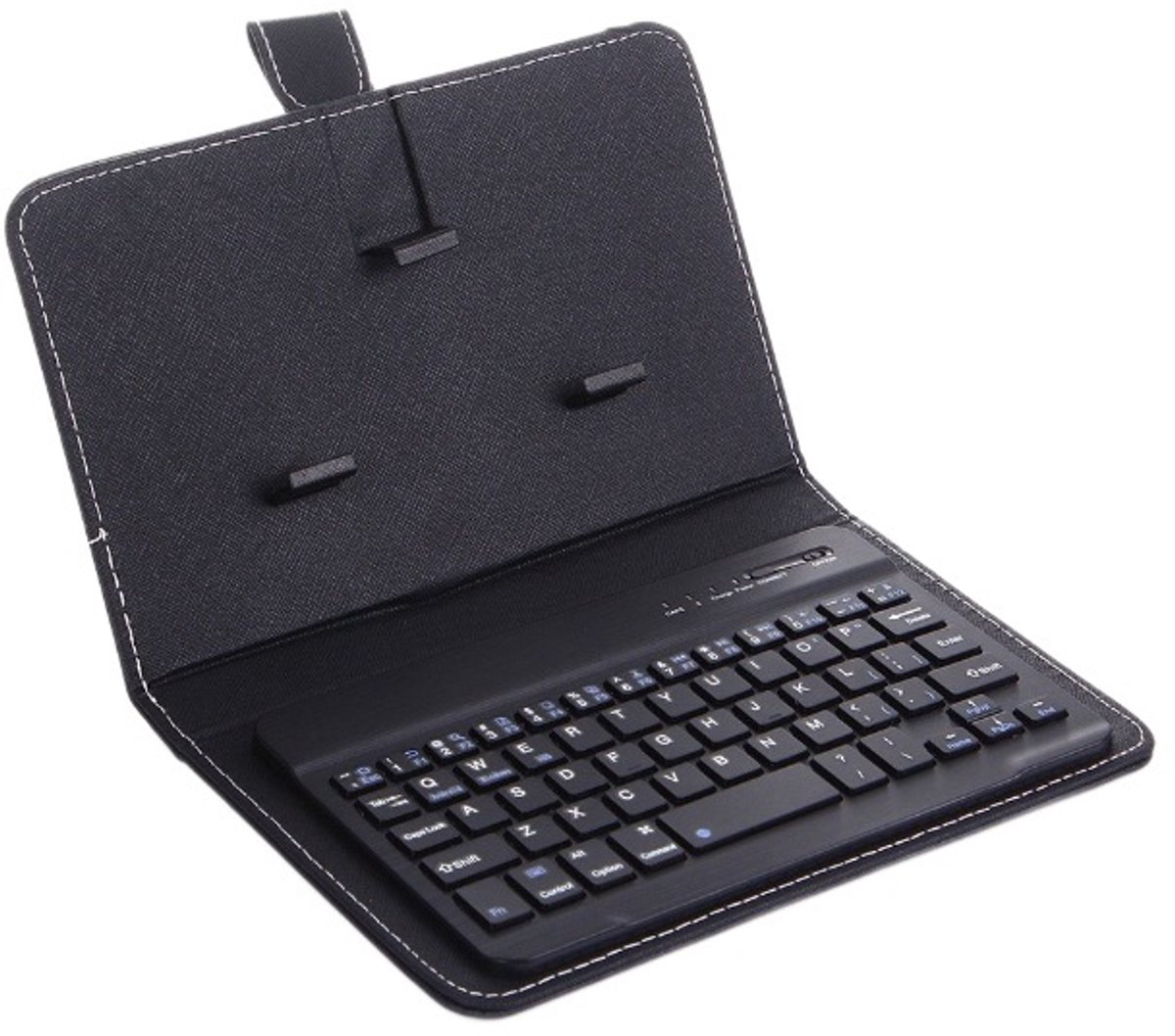 Draagbaar draadloos Bluetooth-toetsenbord met leren beschermhoes, zwart