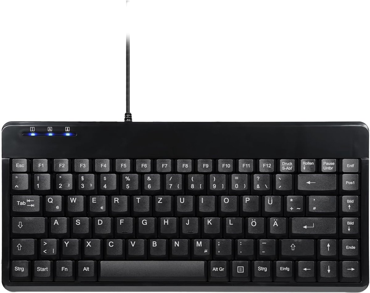 Mini Toetsenbord - Compact QWERTZ - Ruimtebesparend Werken - Twee USB Poorten - 31 CM Breed - Zwart